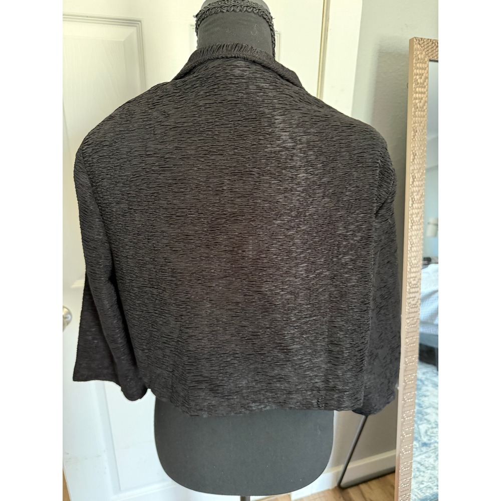 Connected Apparel Black Textured Open Front Bolero Shrug Cropped Jacket XL - Picture 7 of 7